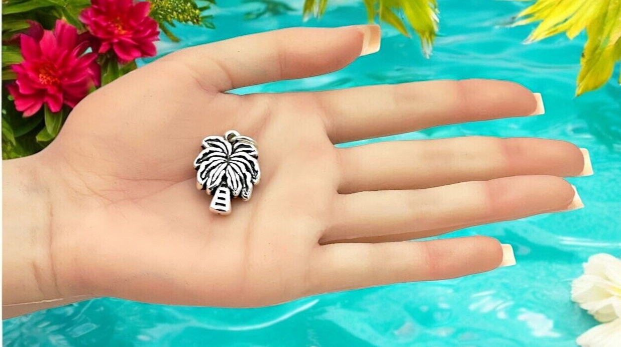 925 STERLING SILVER PALM TREE PENDANT LIGHTWEIGHT, CHAIN SOLD SEPARATELY 1507