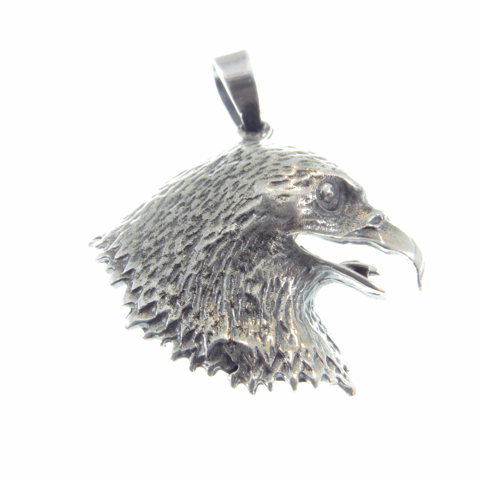 Solid 925 Sterling Silver Heraldic Eagle Head Pendant Patriotic Eagle Face Charm