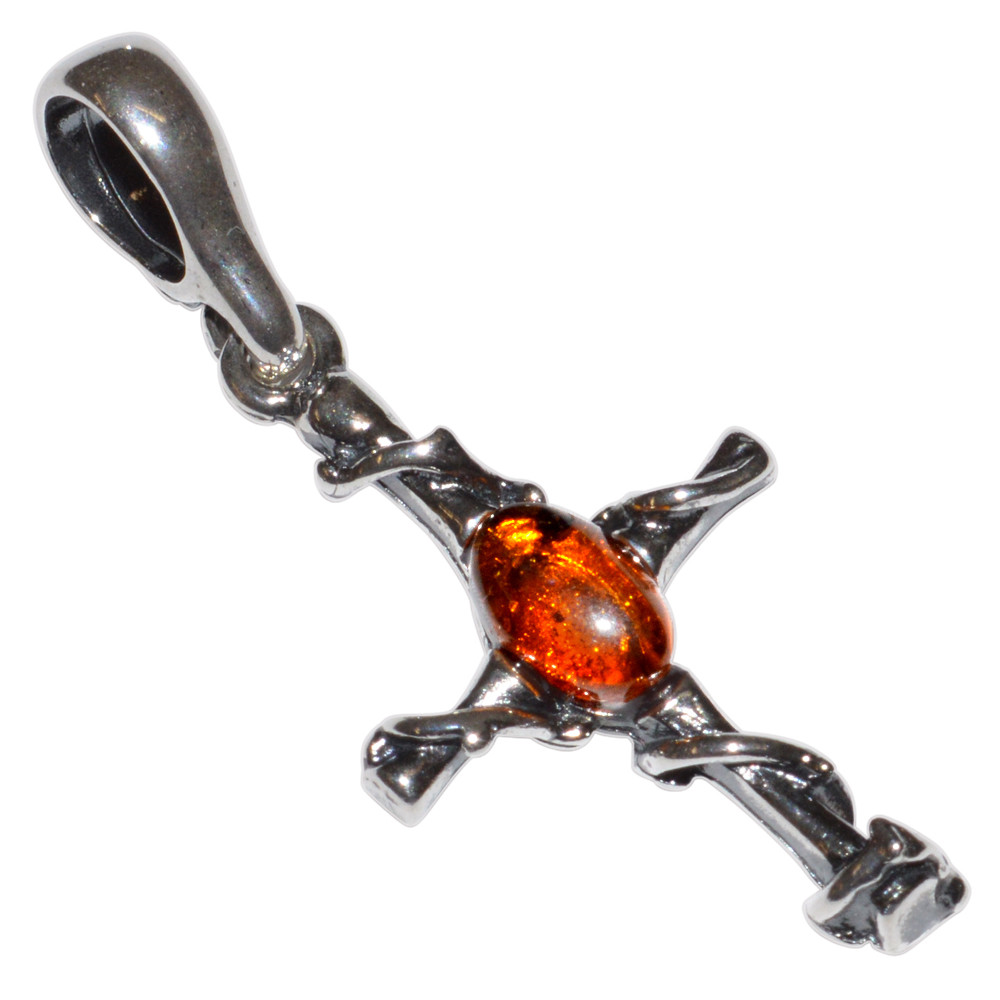 1.4g Authentic Baltic Amber 925 Sterling Silver Pendant Jewelry N-A653A
