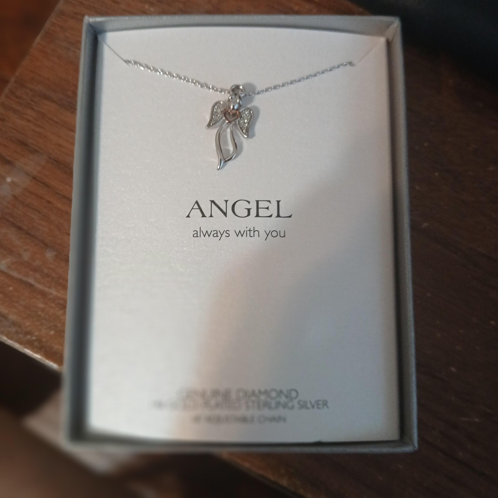 Angel Always with You necklace Diamond +14K God Plated Sterling Silver 18 in