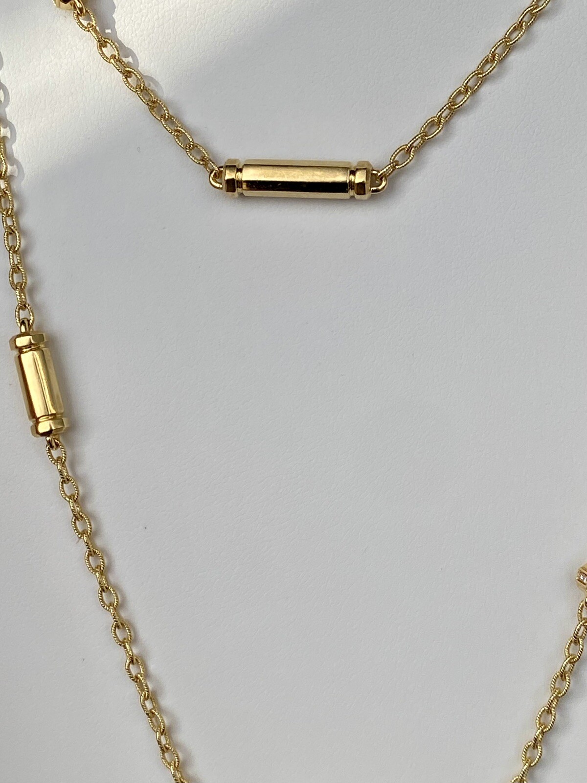 David Yurman 18k Gold Diamond Barrels Lexington Necklace 36” 31g Brand New NWT