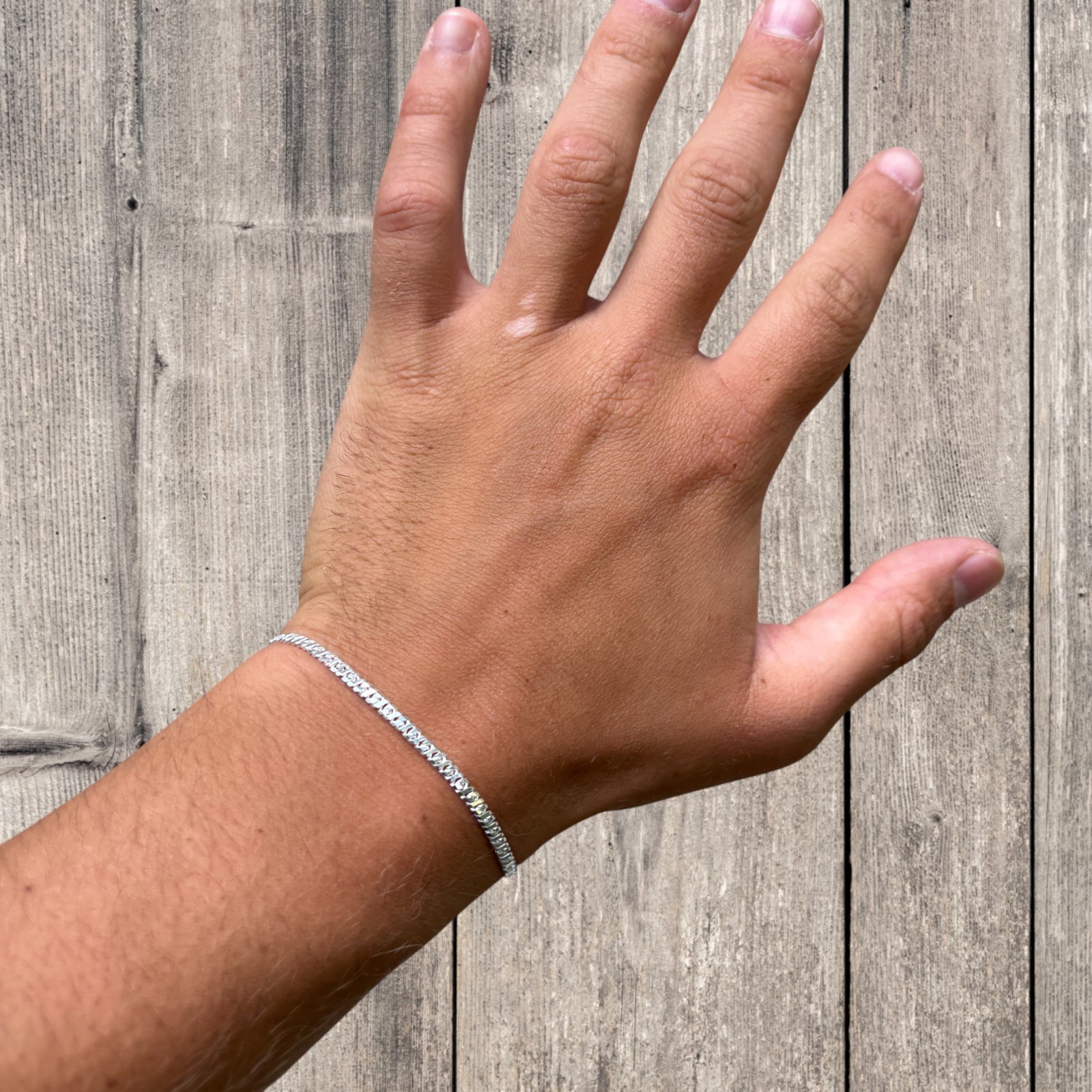 2.5mm Dollar Link Bracelet – Real Solid 925 Sterling Silver MADE IN ITALY