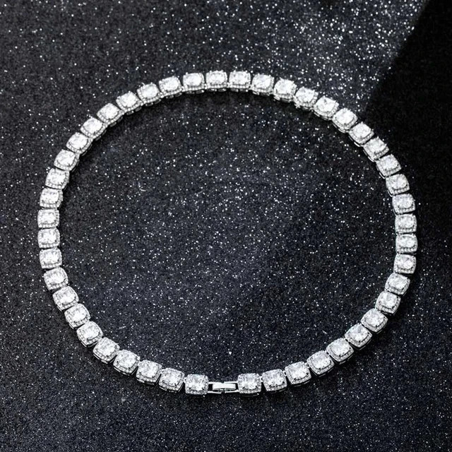 12Ct Round Cut Lab Created Diamond Men’s Tennis Necklace 14k White Gold Plated