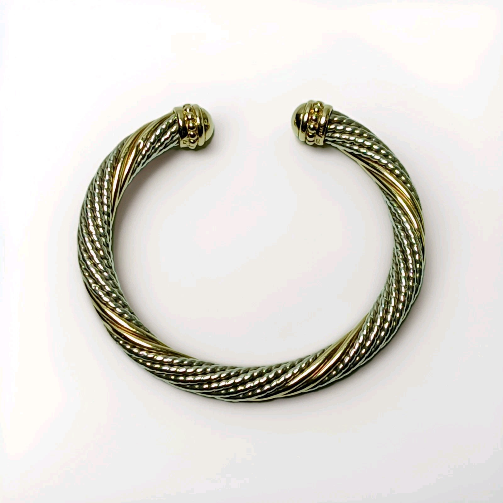 Vintage Original Alwand Vahan Signed 925 Sterling Silver 14K Gold Cuff Bracelet