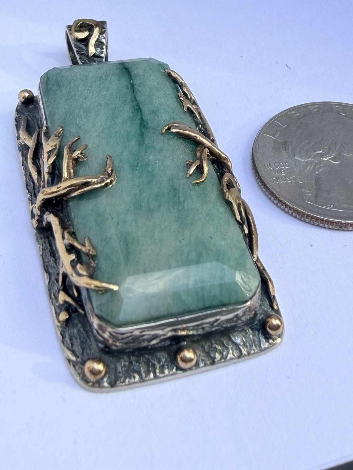 New BORA YASAR Indian Emerald Signed Pendant Tree Of Life