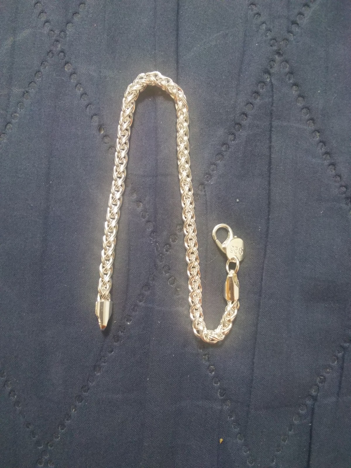 Sterling Silver Bracelet – New Condition Tagged (925) – 8 inch – Double Braided