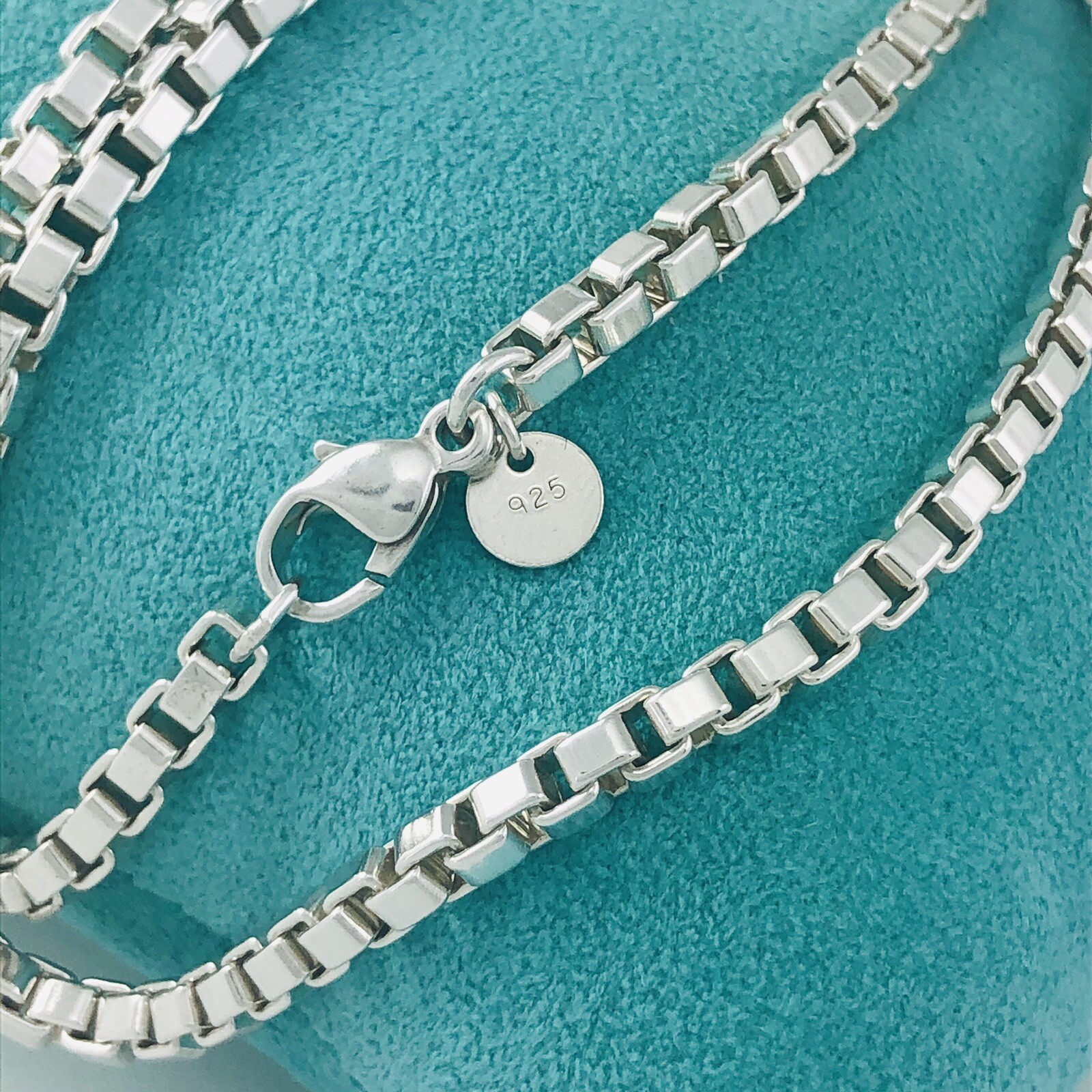 24″ Tiffany & Co Mens Unisex Venetian Box Link Necklace in Sterling Silver