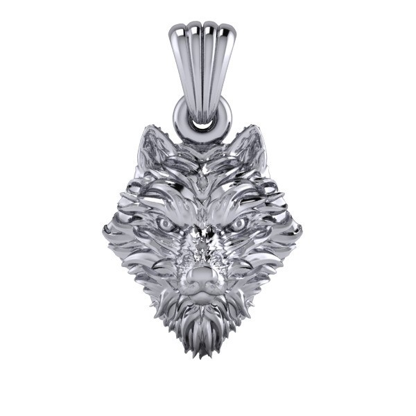 Wolf Head Pendant | 999 Fine Silver 17.5mm | Handmade USA