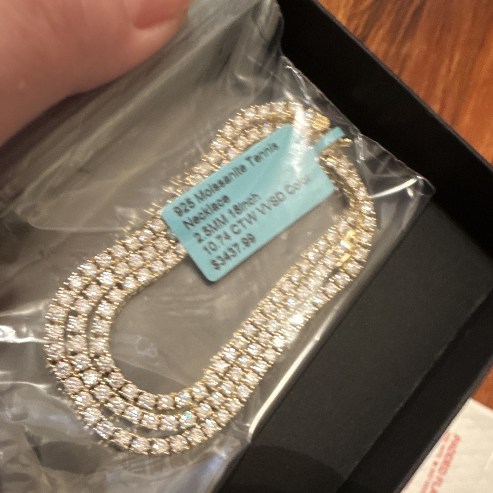 925 Sterling Silver Moissanite Tennis Necklace 18in 10.74ctw Box Clasp