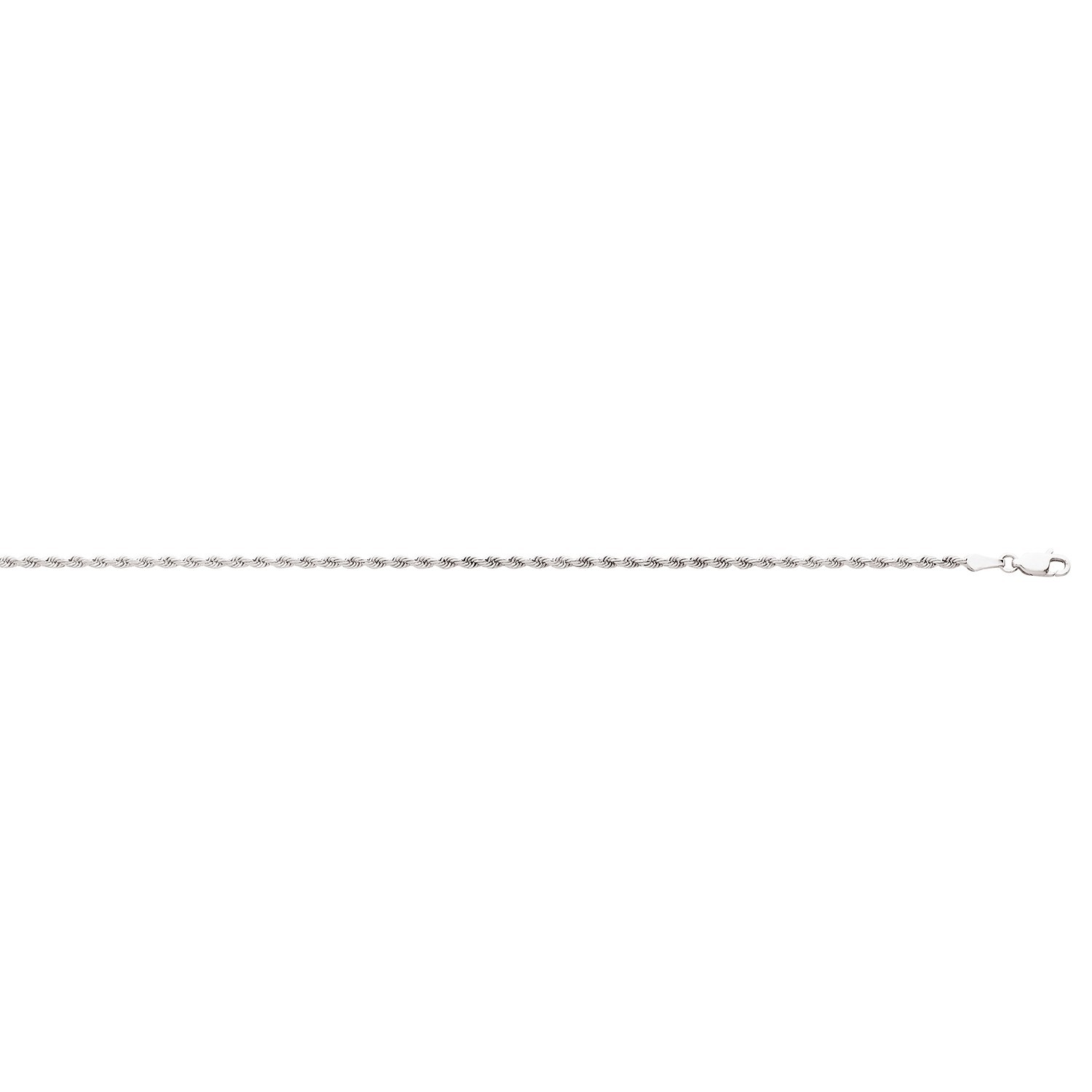 14k solid white gold diamond cut rope chain 16″inch 1.9mm 4.4 grams