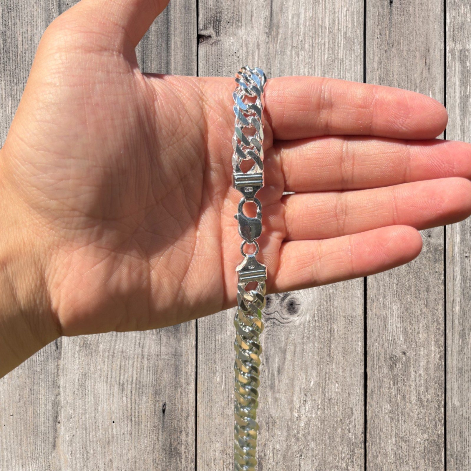 12mm Double Curb Link Chain Necklace – Solid 925 Sterling Silver MADE IN ITALY