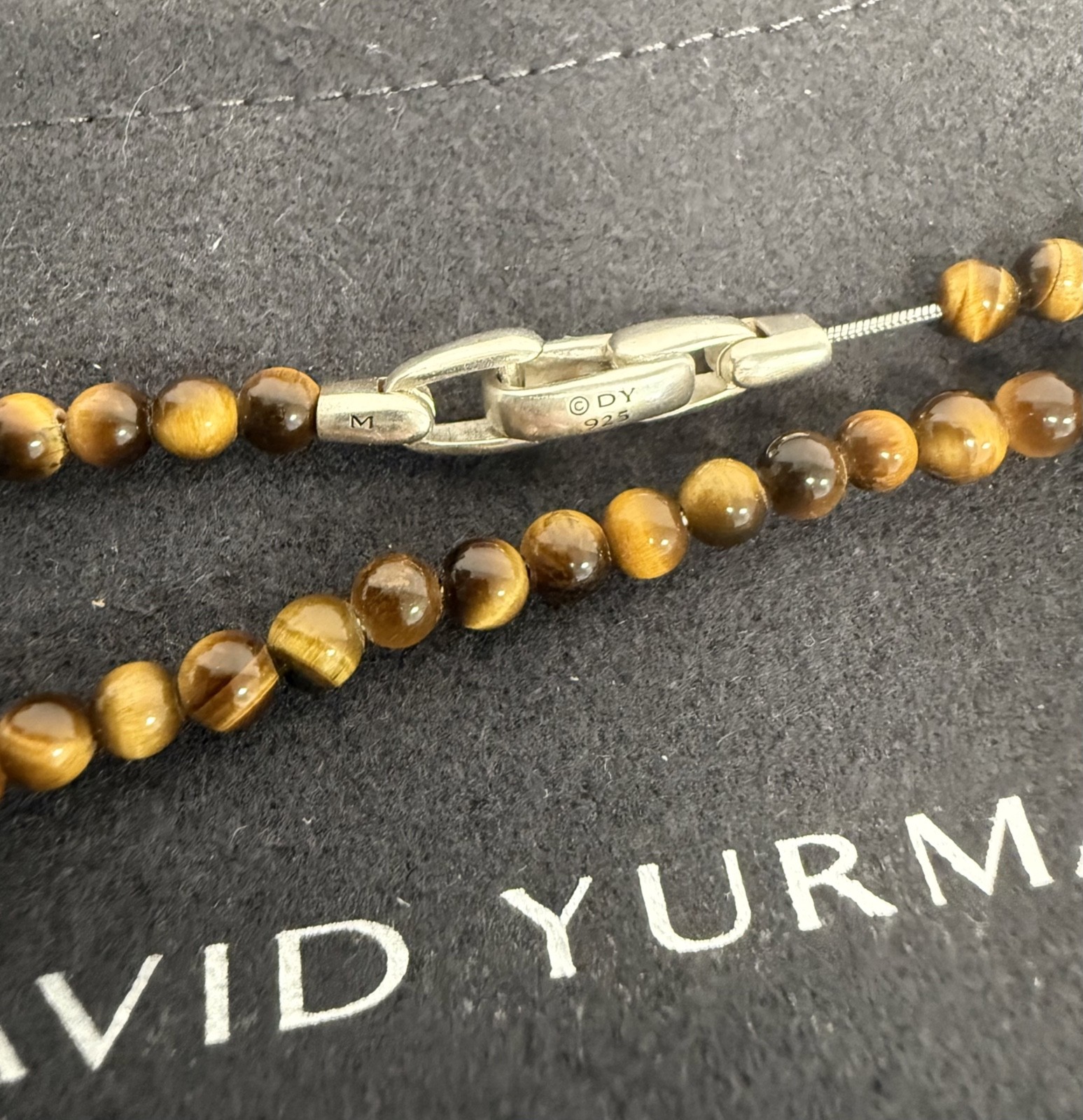 David Yurman .925 Sterling Silver Beads Tiger’s Eye 4mm Necklace 26″