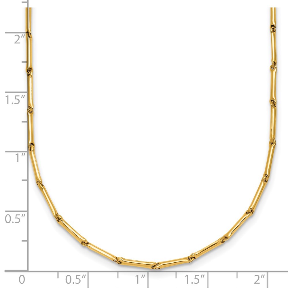 14K Yellow Gold Polished Bar Link Pendant Necklace 18″