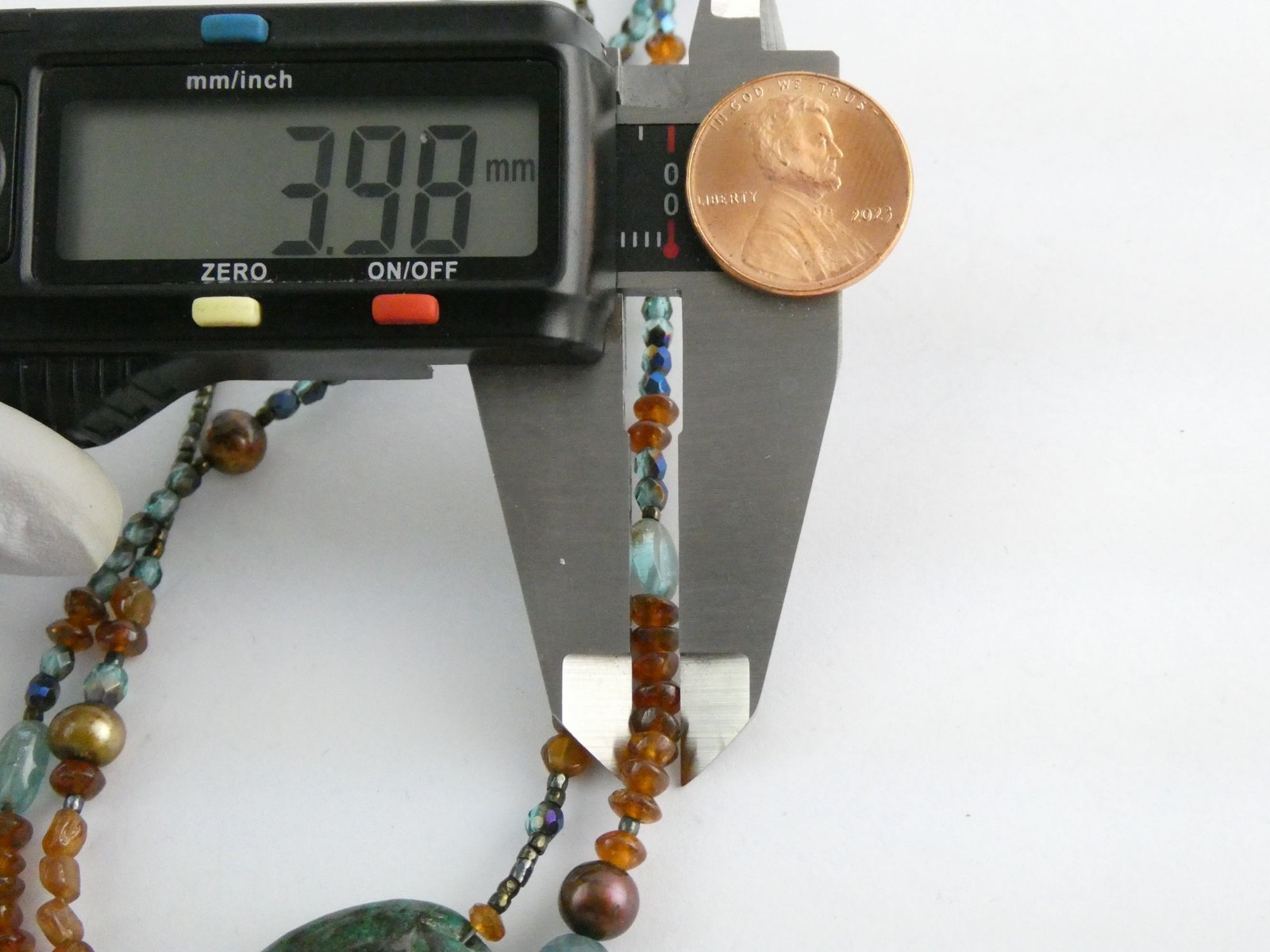 Sterling Silver Amber Chrysocolla Multi Gemstone Two Strand Necklace 17.5 In 19g