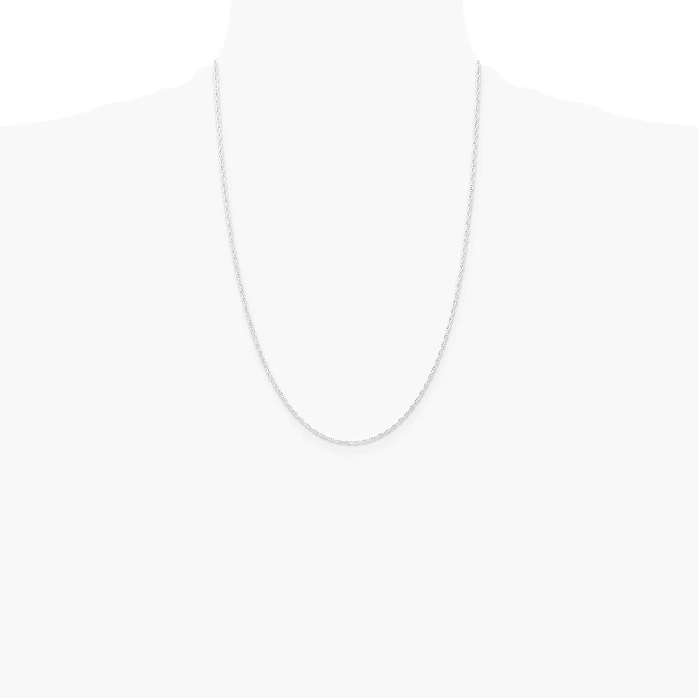 10K White Gold 1.15mm Carded Cable Rope Chain Necklace 16″-24″