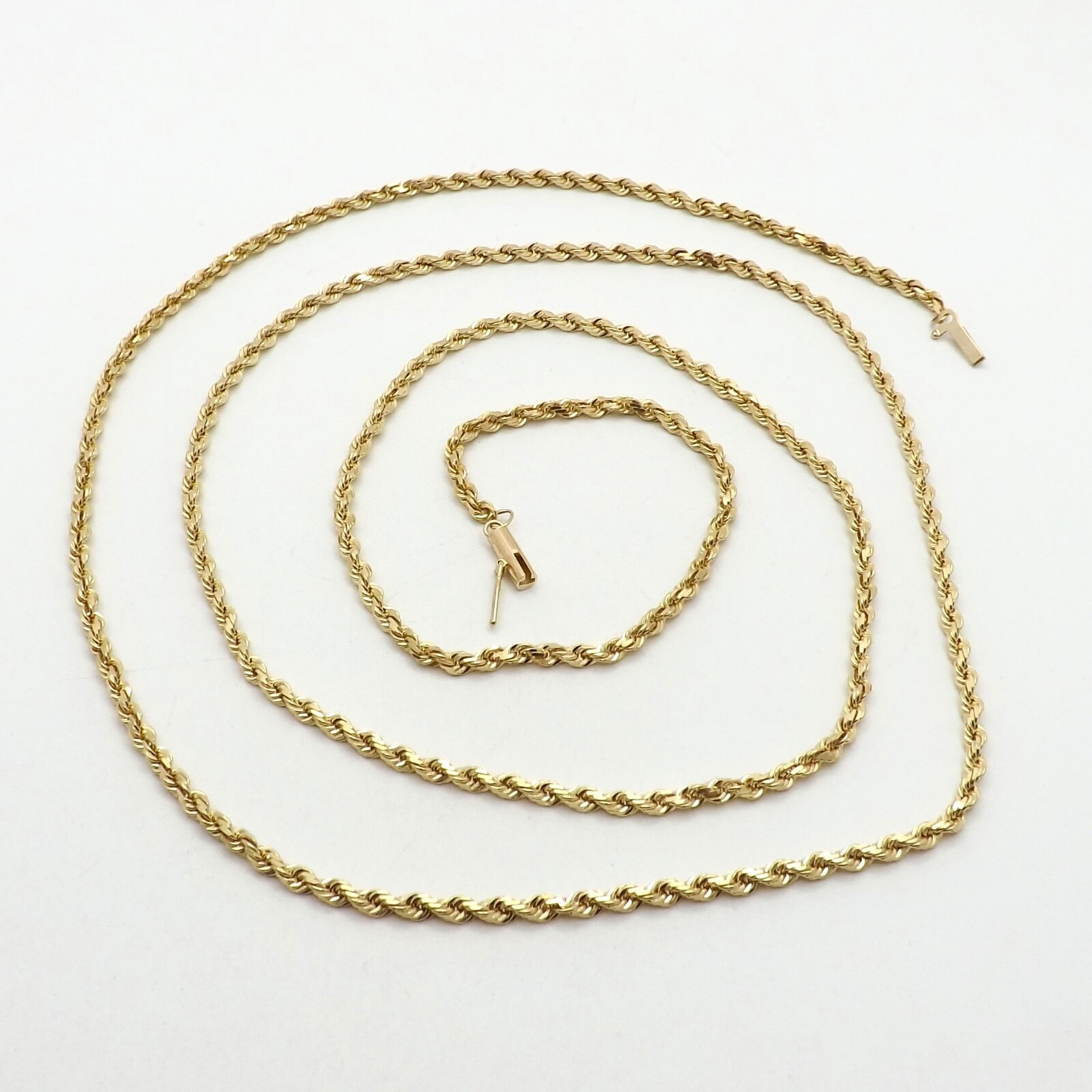 Solid 14k Gold Rope Link Pendant Chain Necklace Versatile 36in Long New