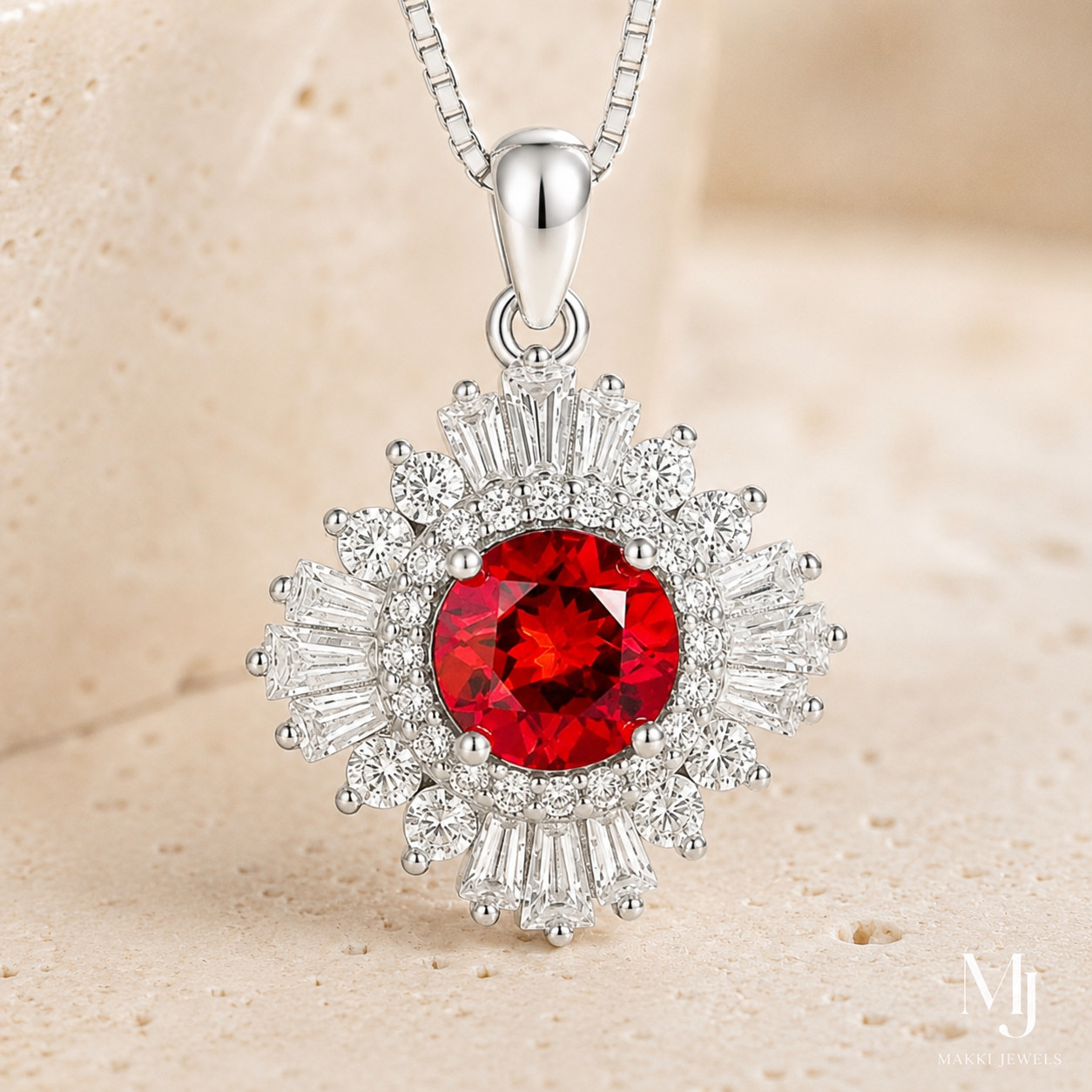 Natural Red Garnet Necklace 14K Gold Vermeil Gatsby Pendant Birthstone Jewelry