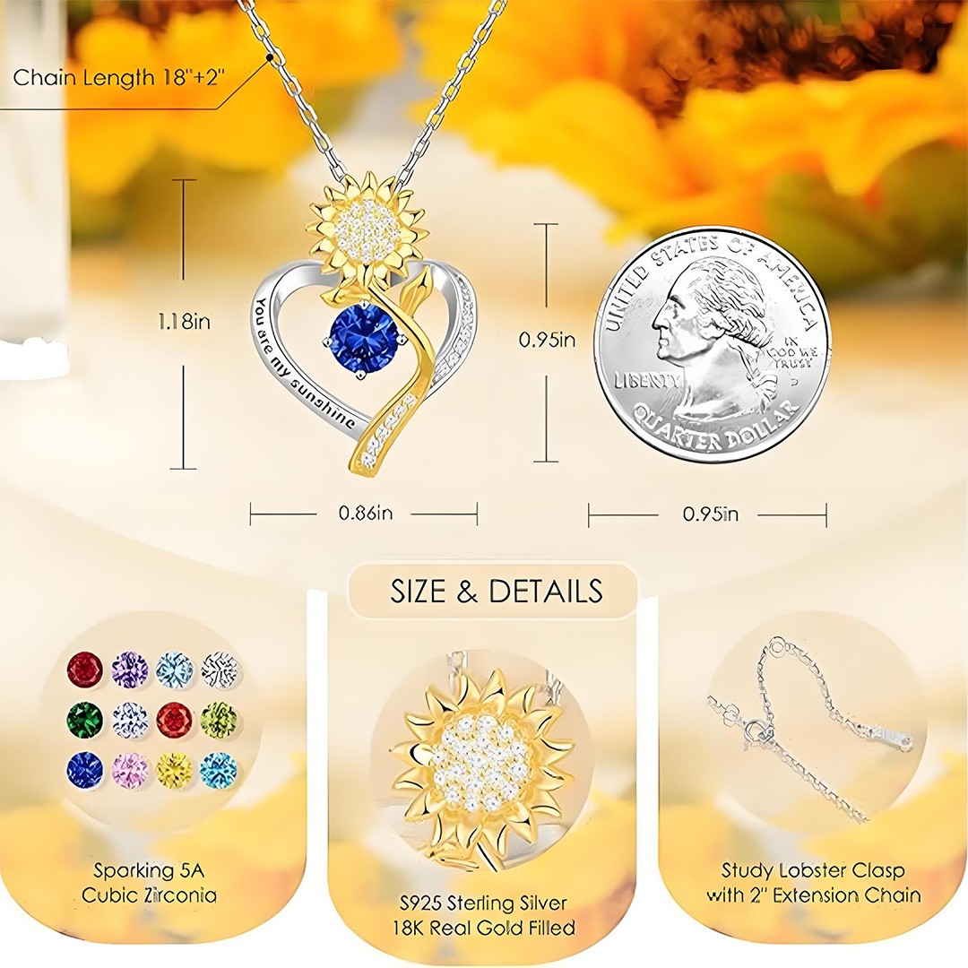 18K Gold Plated Sunflower Necklace: The Perfect Anniversary & Birthday Gift