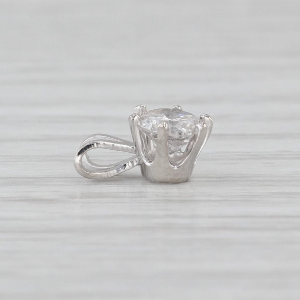 New 0.49ct Diamond Solitaire Pendant 14k White Gold 6 Prong Small Round Drop