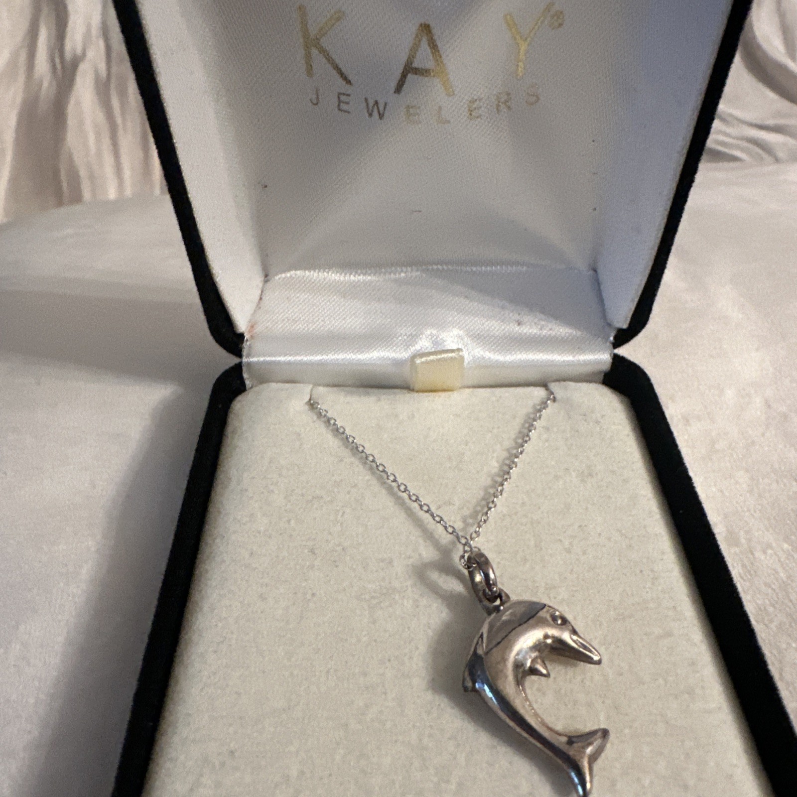 STERLING SILVER DOLPHIN PENDANT & CHAIN – 925 – 3cm Pendant – 40cm Chain