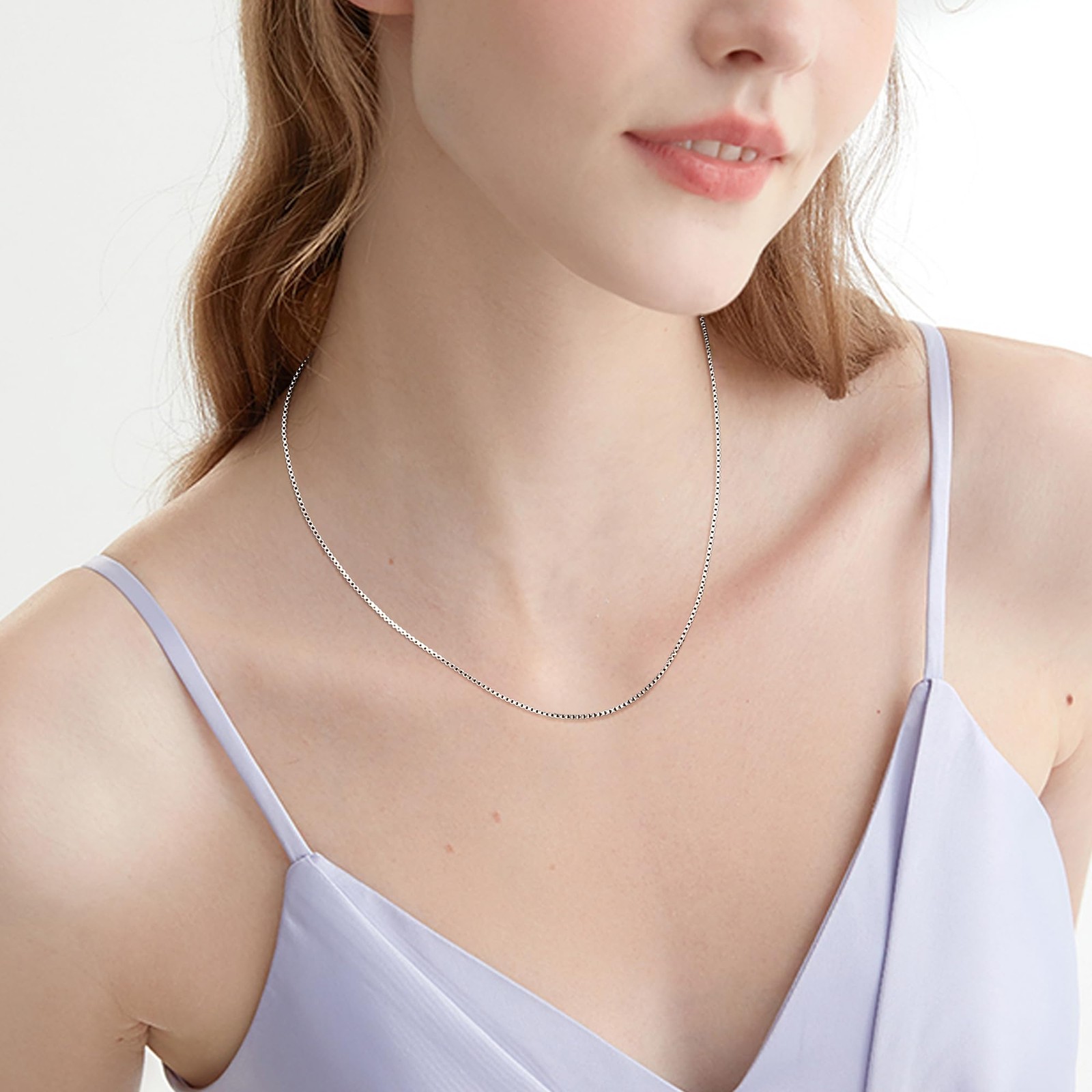 Silver Stainless Steel Necklace for Women Non Tarnish – 1mm Thin & Strong Sil…