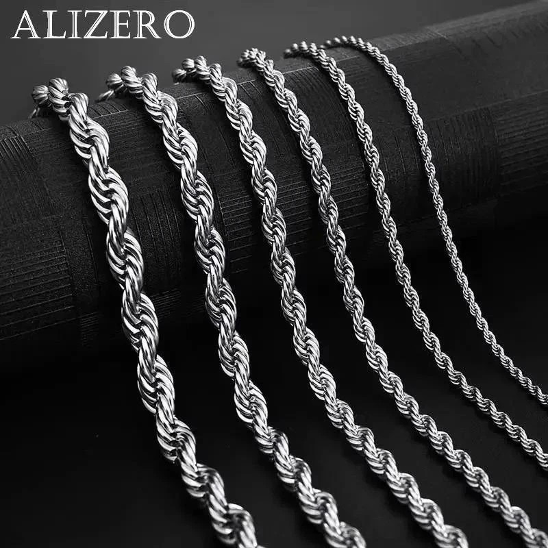 4mm Diamond Cut Solid 925 Sterling Silver Italian Rope Chain Men’s Necklace