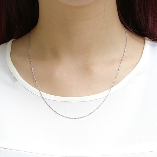 Pt999 Solid Platinum 2.2g 0.9mm Singapore Chain Necklace 20″ Japan Mint Hallmark