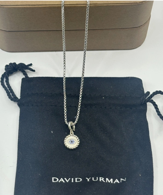 925 Silver David Yurman Evil Eye Amulet with Necklace