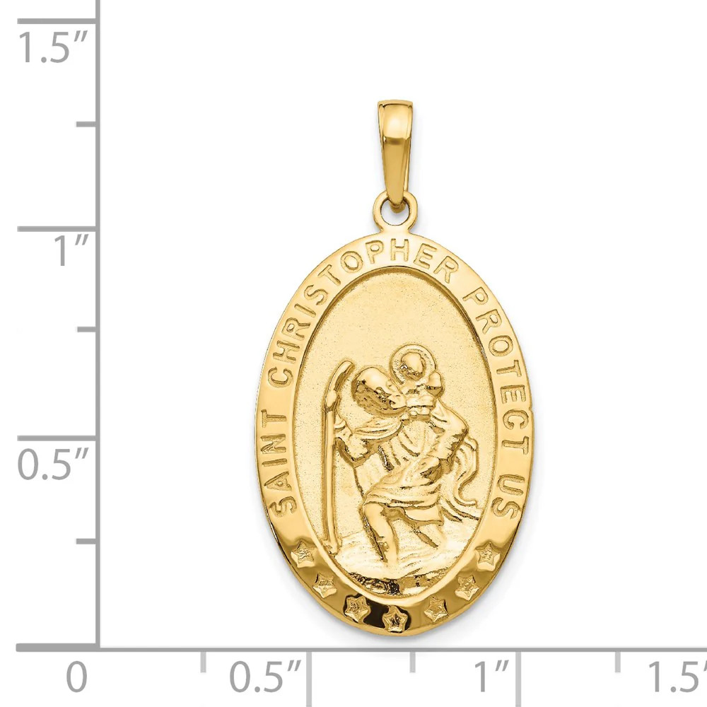 10K / 14K Yellow Gold Saint Christopher Medal Pendant
