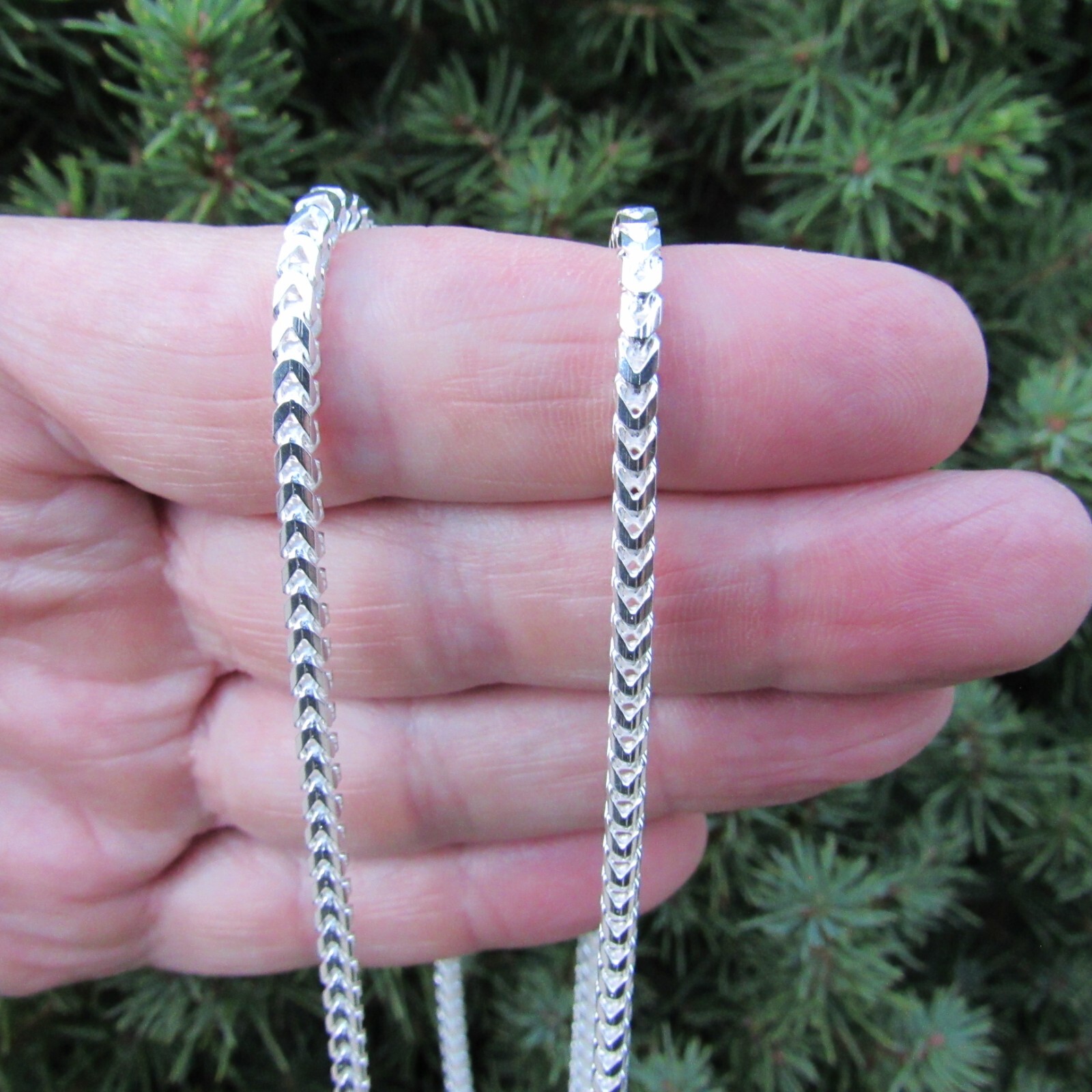 3MM Solid 925 Sterling Silver Mens Oval Diamond Cut Italian Franco Link Chain