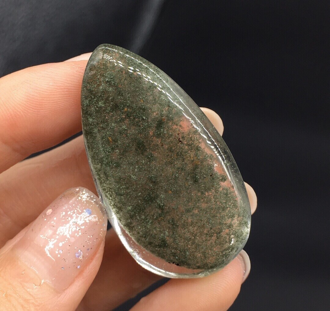 US SELLER Natural Green Phantom Quartz Pendant Teardrop Brazil Grade AA Crystal