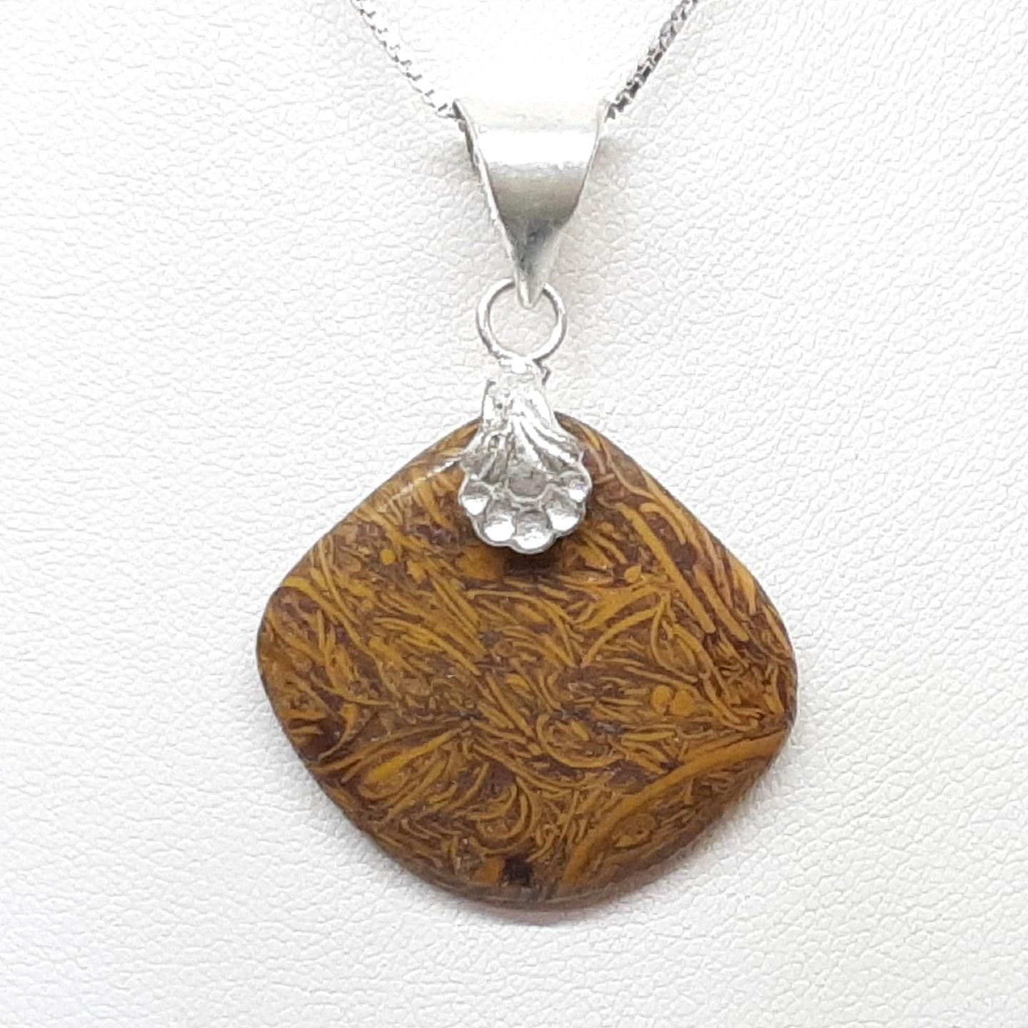 LARGE 15.65ctw Jasper Silver Pendant 5.6g