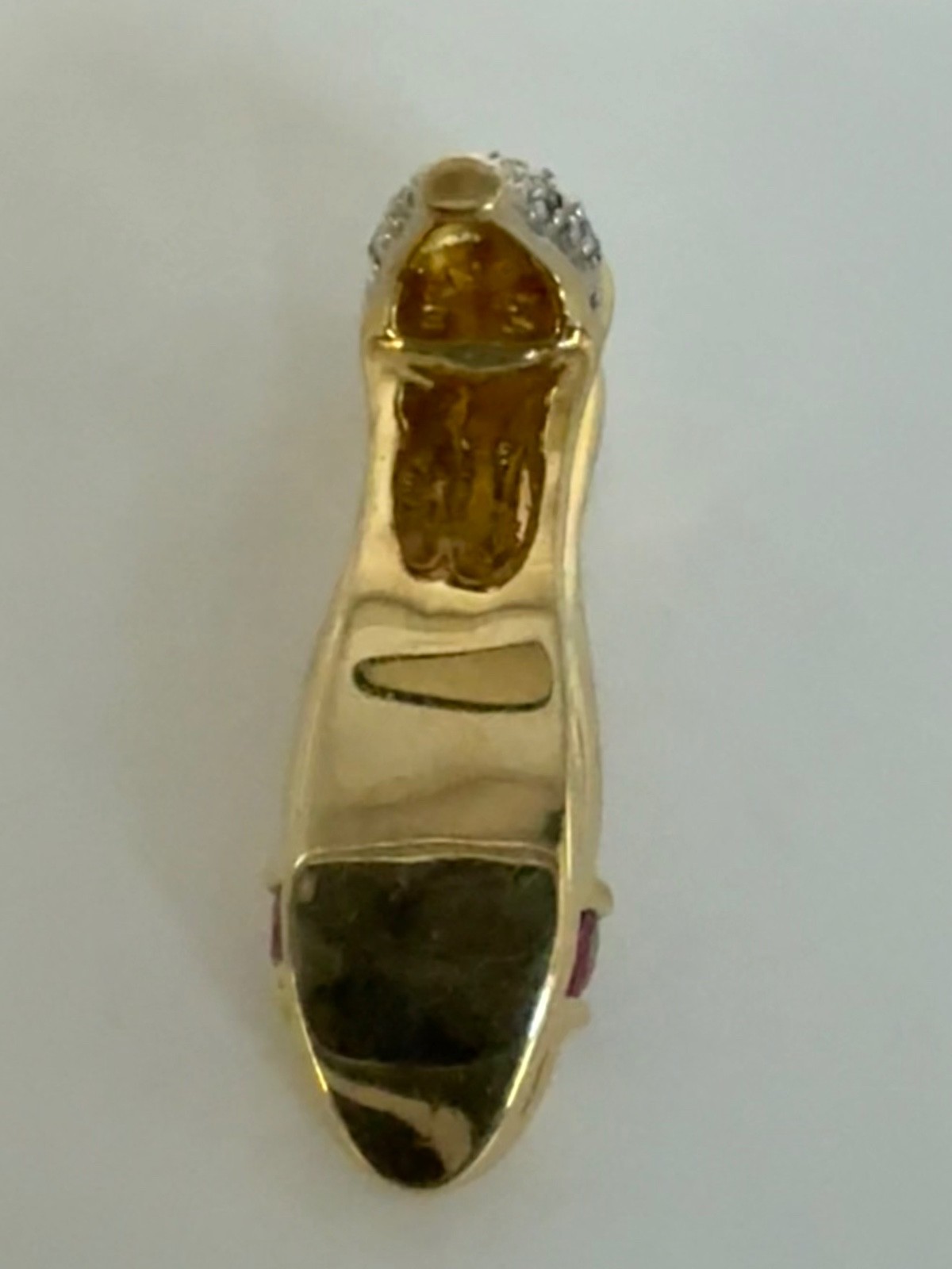10K 5 Ruby & Diamond High Heel Slingback Pendant/Slide 2.4 g