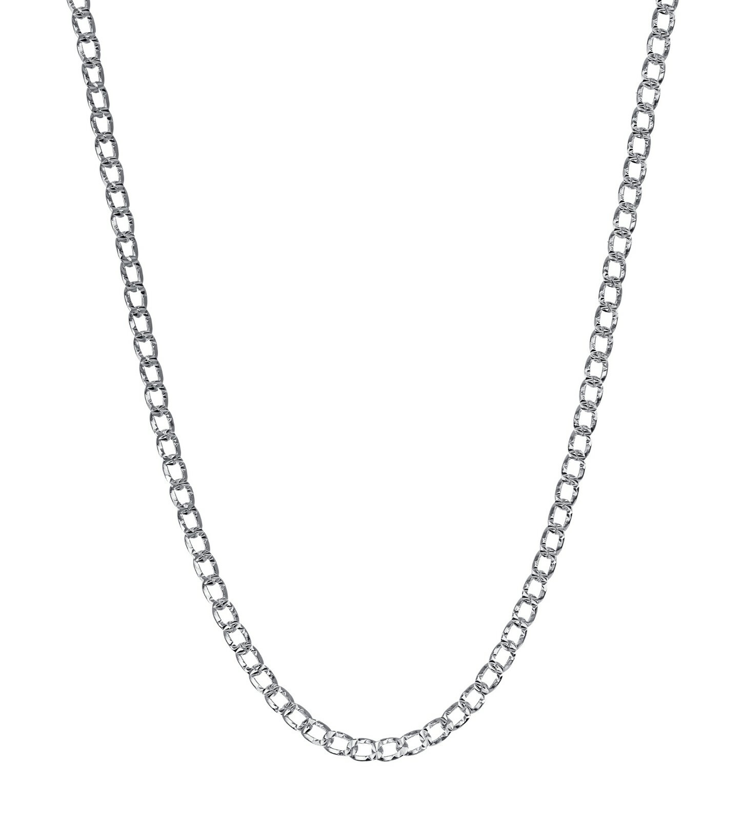 925 Sterling Silver 2.7mm Flat Diamond-Cut Cuban Curb Necklace Made In Italy