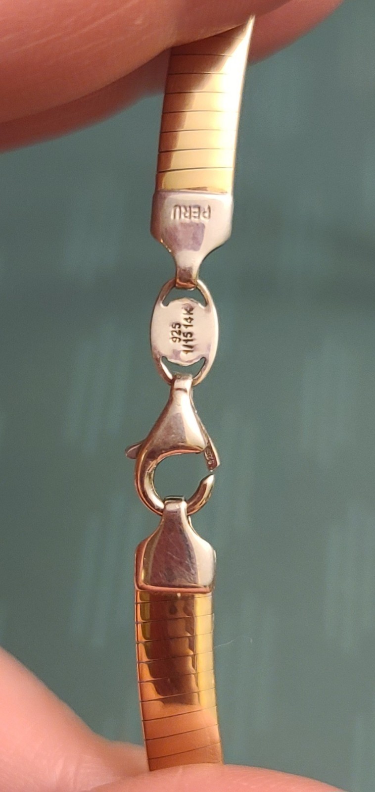 17″ Reversible 6mm Omega Necklace In 14K/SS 925 Weighing Over 18 Grams