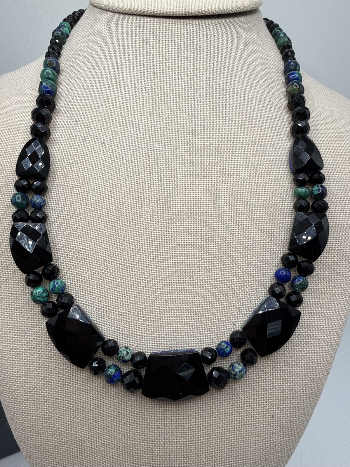 Jay King Reversible Natural Milpilla Azurite & Midnight Chalcedony 925 Necklace