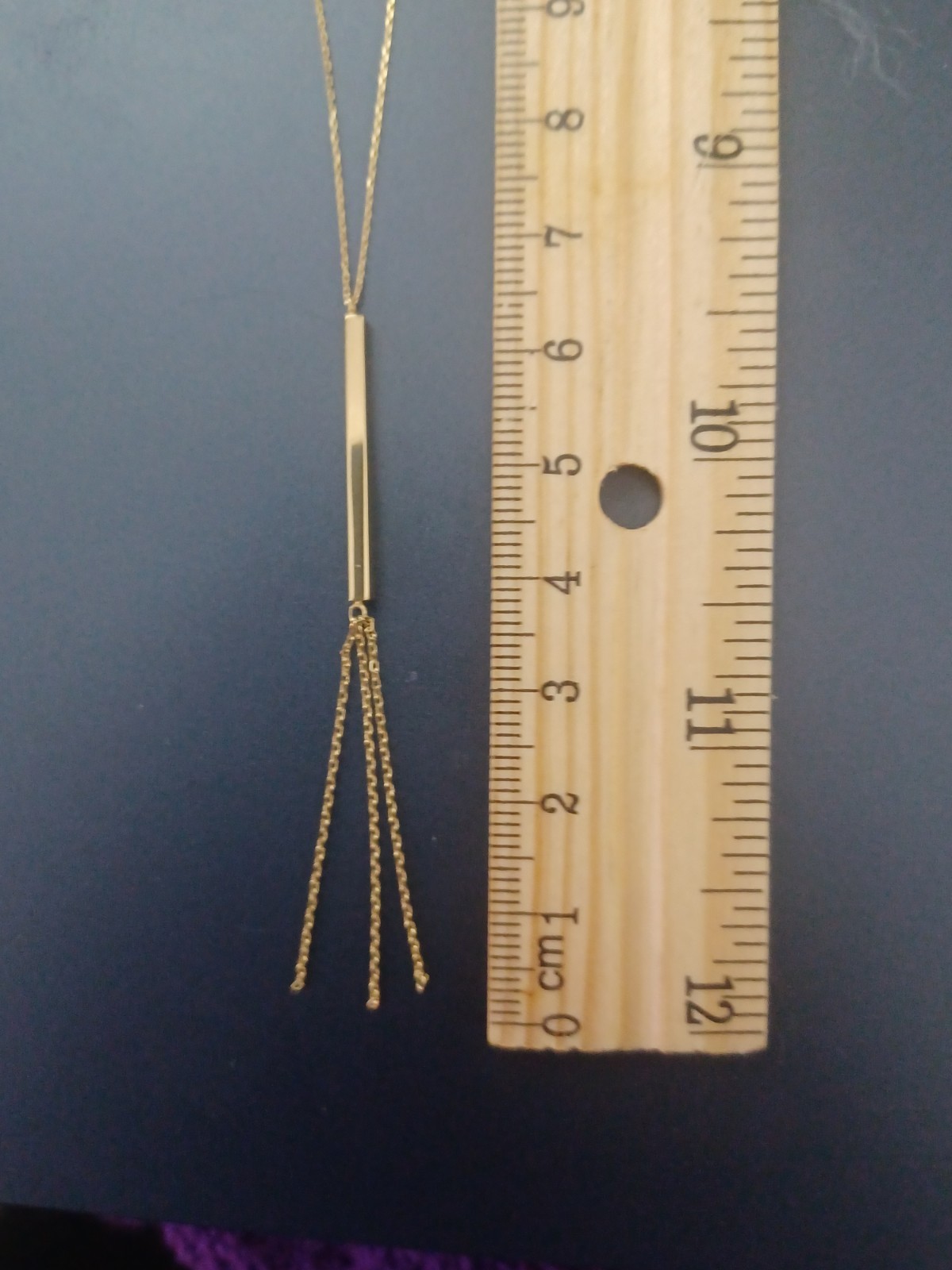 14K Real Solid Yellow Gold Lariat Chain Necklace 18″ Adjustable to 16″.