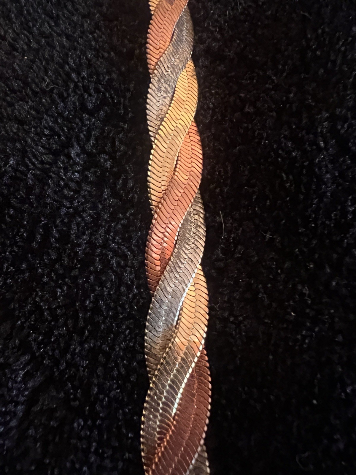 Multicolor Braided Chain Necklace Multi-Tone Gold Plated Korea