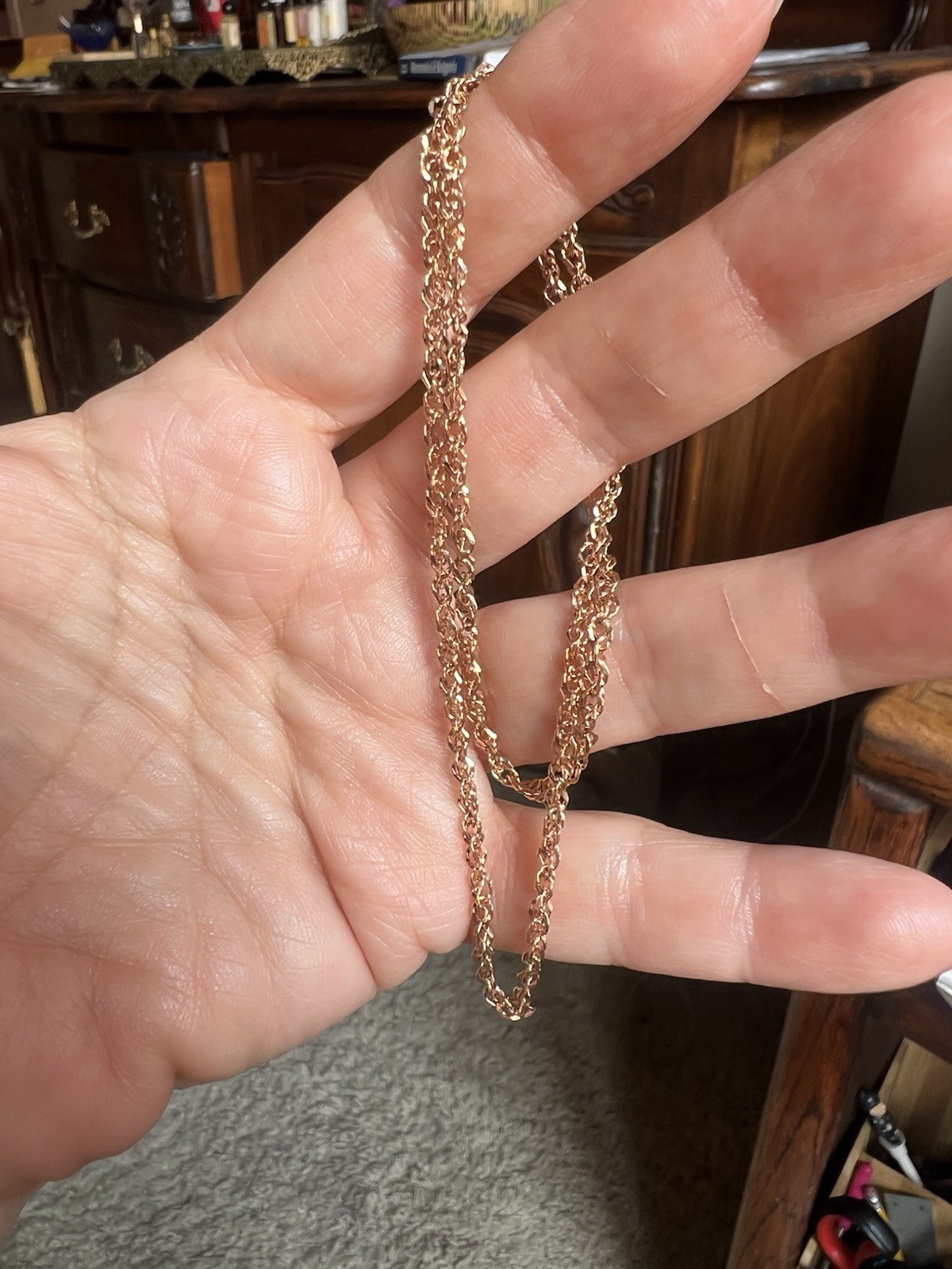 14k Solid Rose Gold Rope Chain 15″ 2.5 MM 2.4 Grams