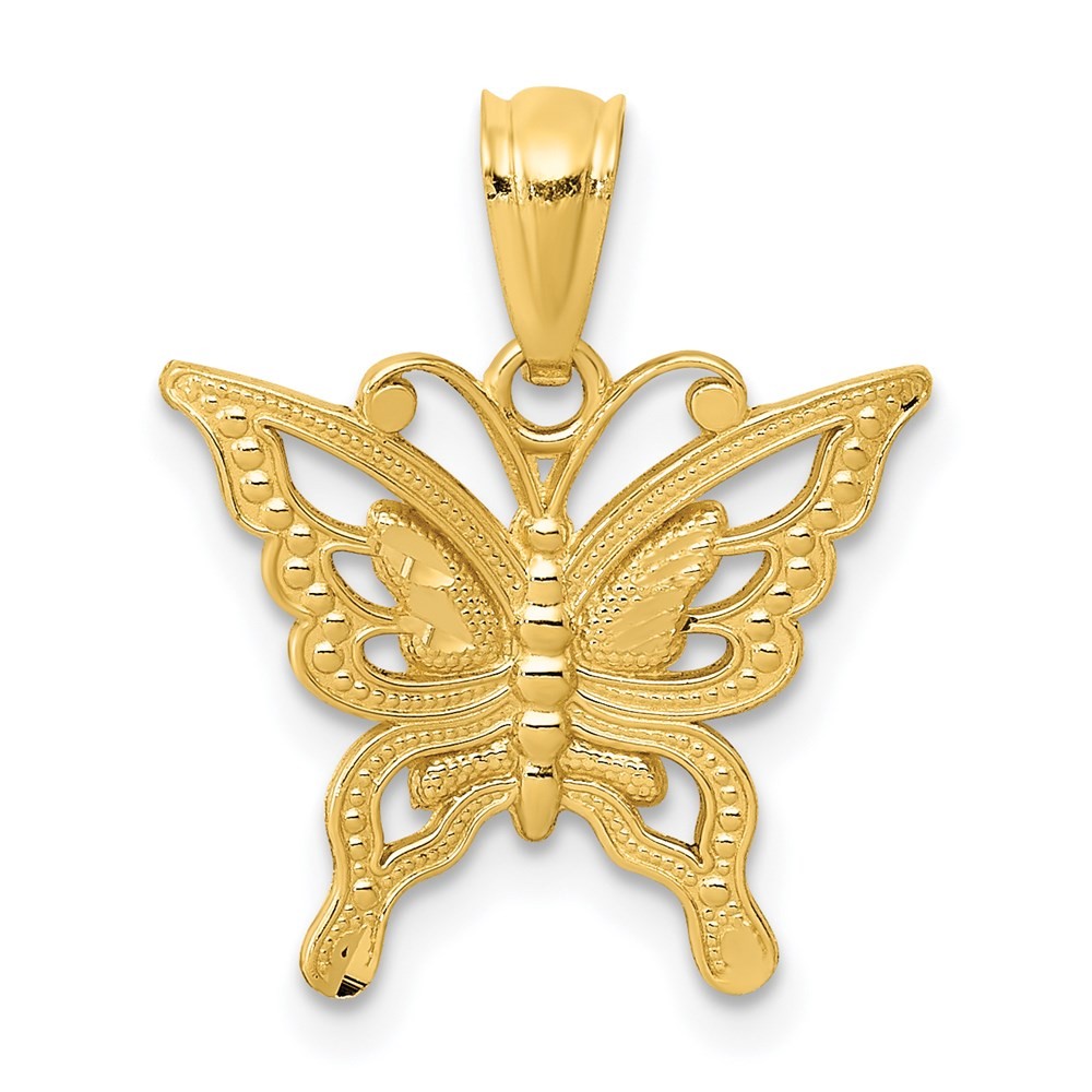 14k Yellow Gold Diamond-cut Butterfly Pendant 0.57 g