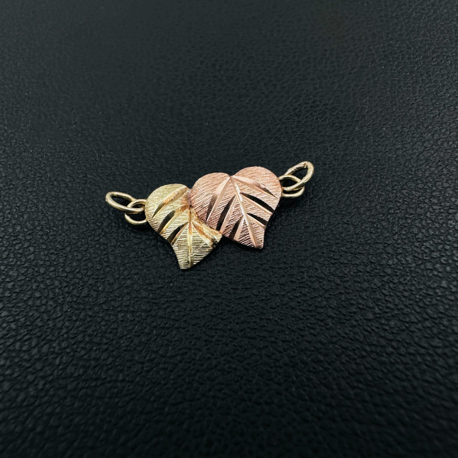 Solid 10K Multi-Tone Gold Black Hills Leaf Slider Pendant / Bracelet Attachment