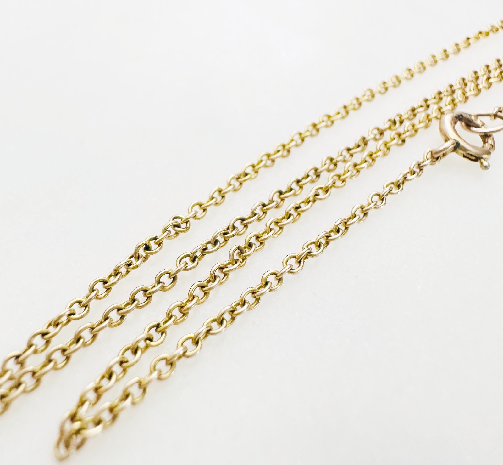 Vintage Solid 10K Yellow Gold Rolo Link Chain Necklace, 1.1mm, 15 3/8″