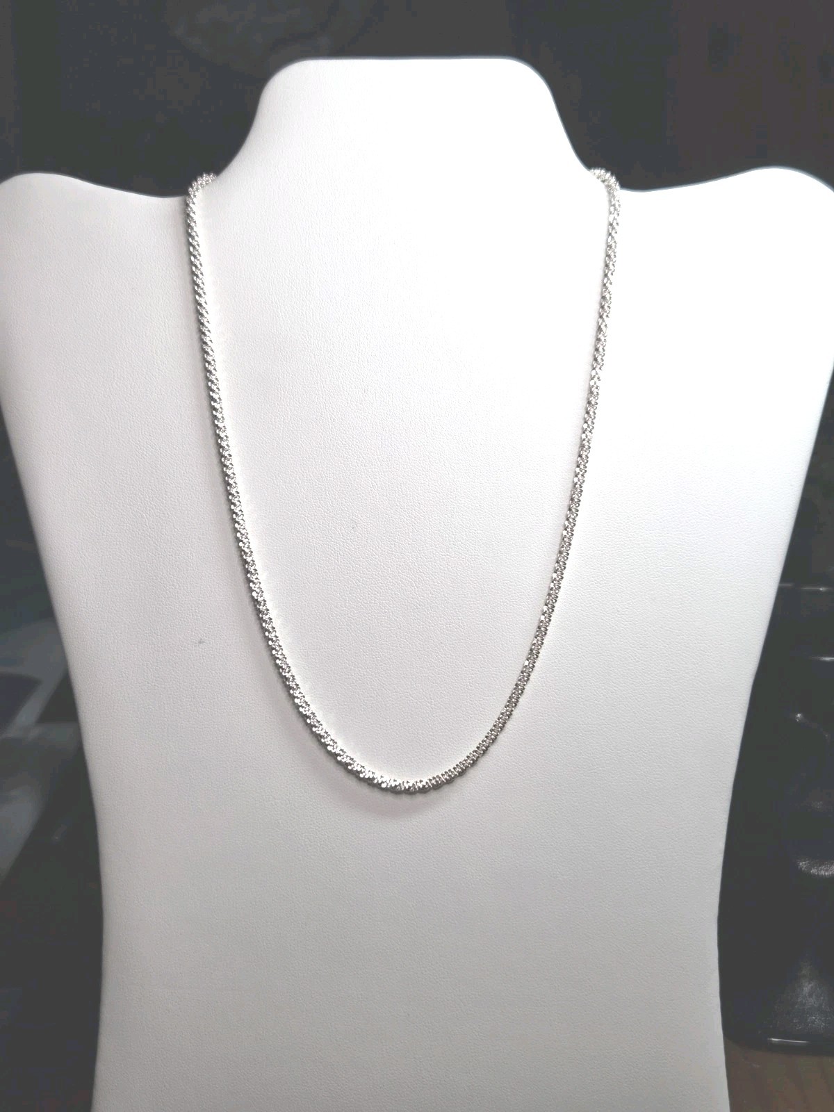 Solid 925 Sterling Silver Diamond Cut Sparkle Rope Chain Necklace 3mm 17 Inches