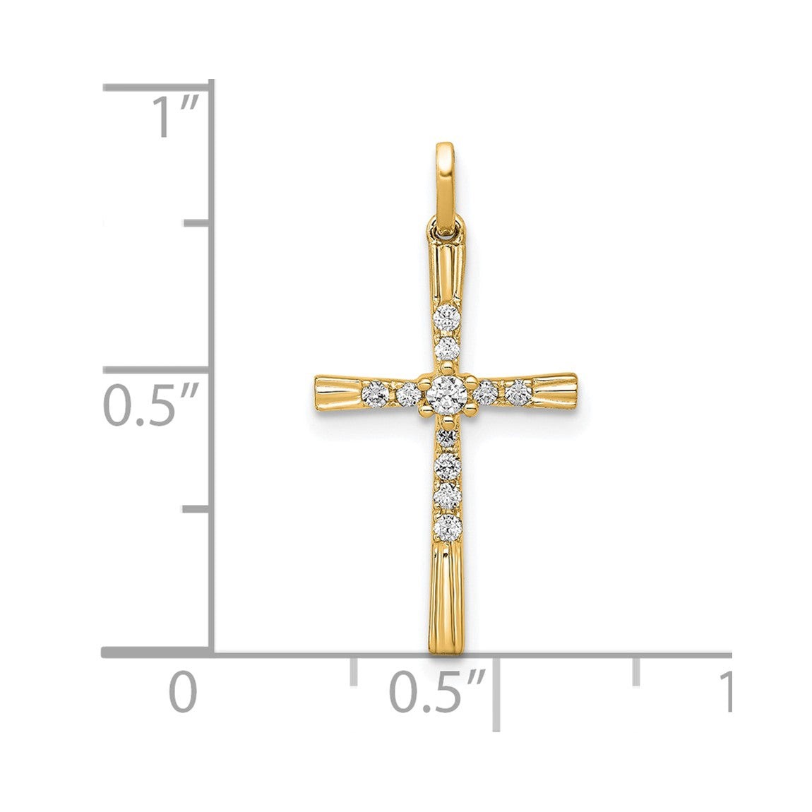 14K Yellow Gold 1/10ctw Diamond Cross Pendant