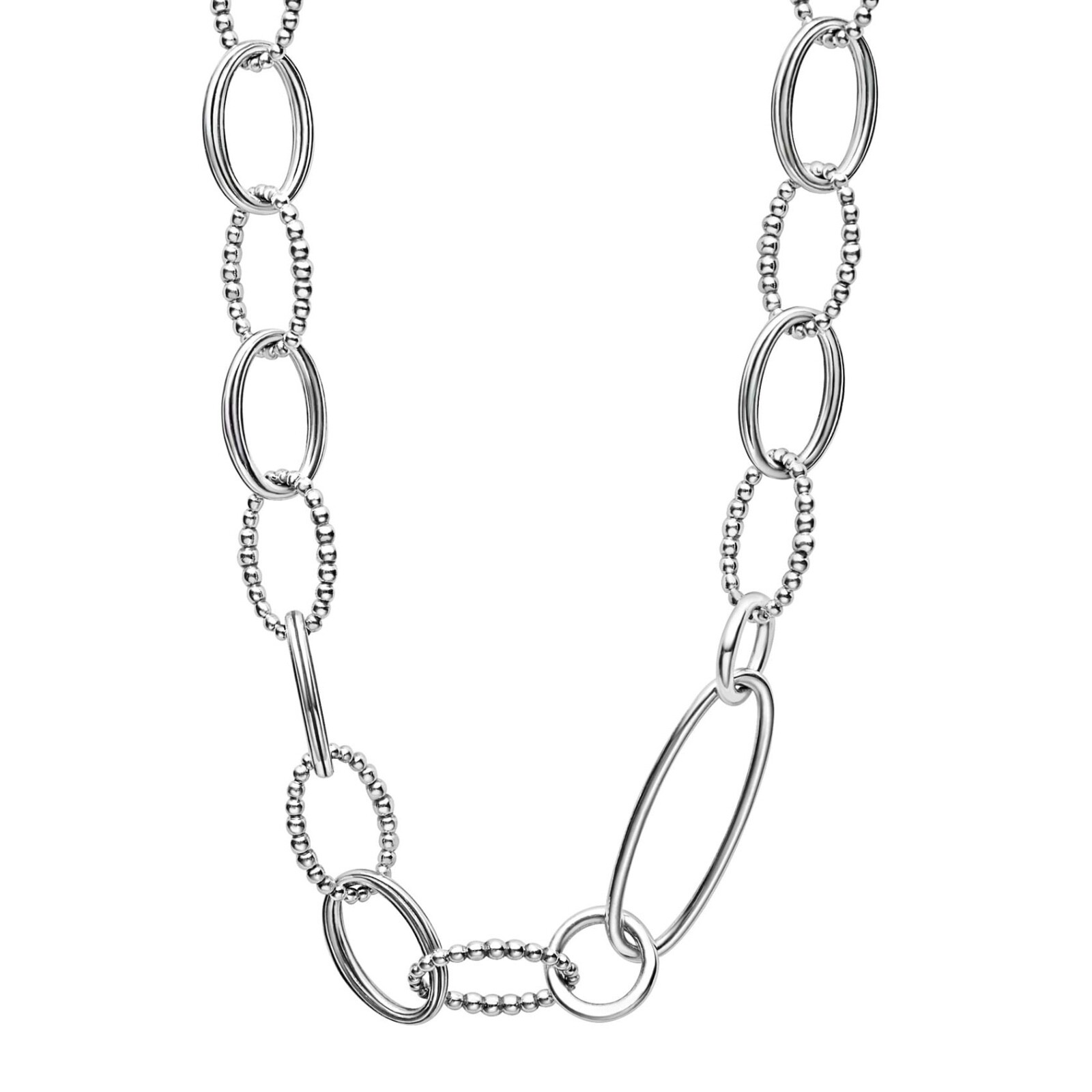 LAGOS Signature Caviar Sterling Silver Link Necklace 34” L