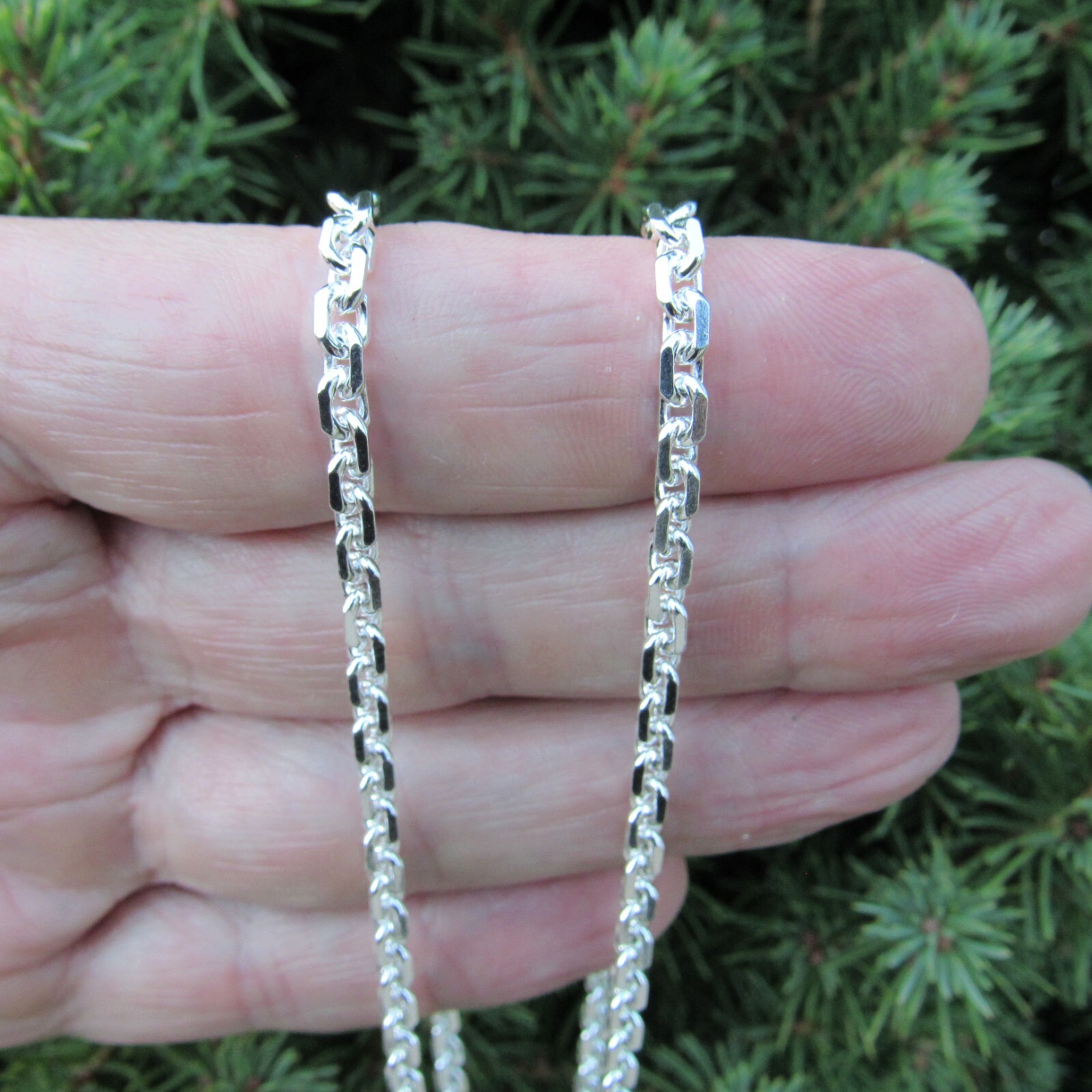 4MM Solid 925 Sterling Silver Italian Anchor Link Cable Chain, Made in Italy