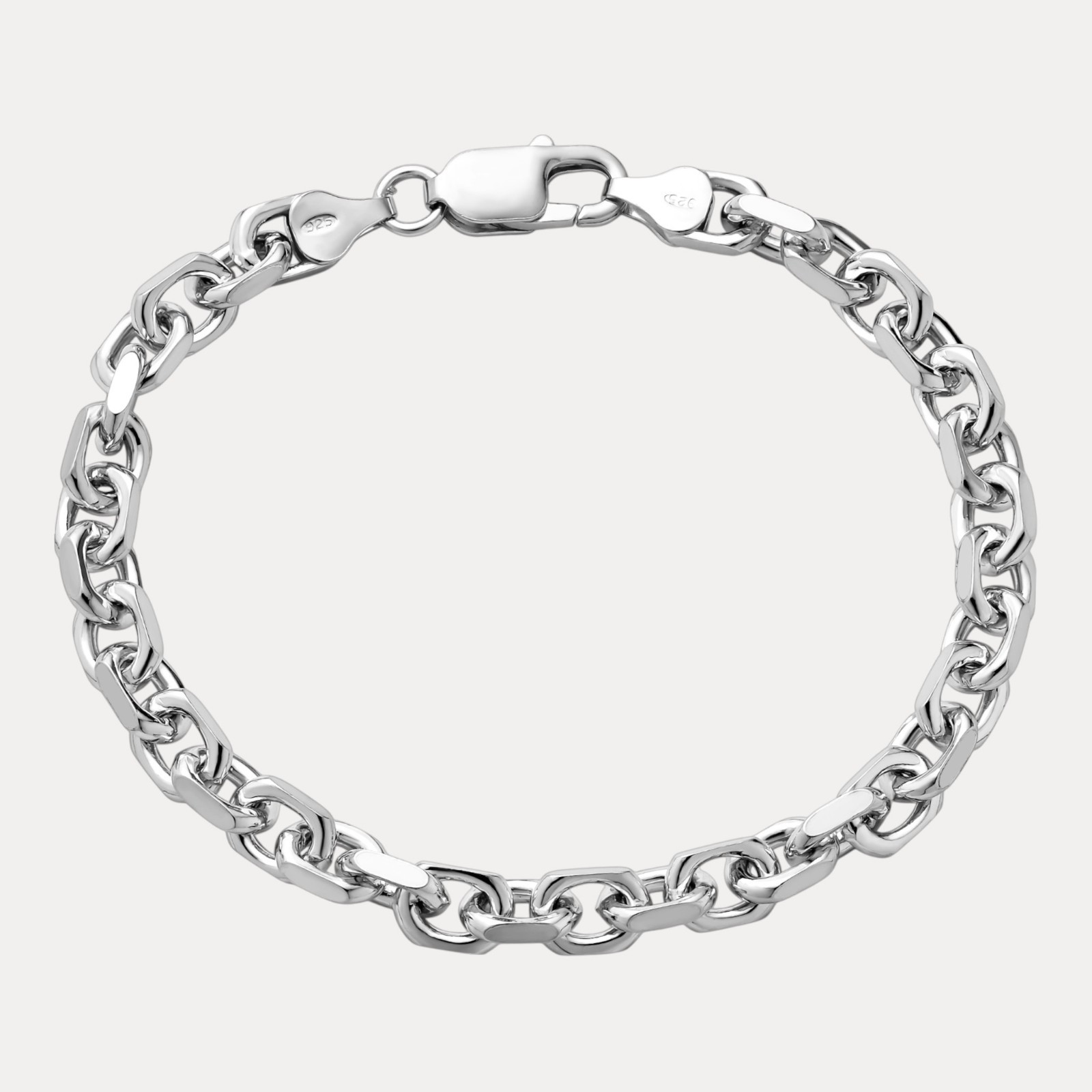 6mm Anchor Cable Bracelet – Real Solid 925 Sterling Silver Or 14k Gold Vermeil