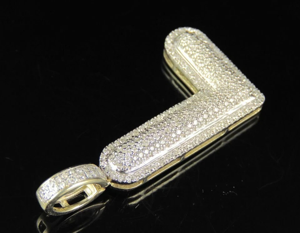 1.50Ct Round Diamond Lab Created Initial Letter L Pendant 14k Yellow Gold Plated