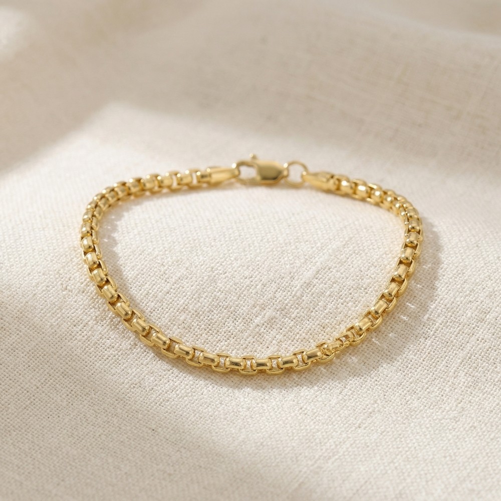 14k Yellow Gold Filled 3.5-mm Round Box Link Chain Bracelet