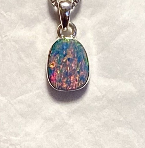 Natural Australian Opal Pendant 3/4” 925 Sterling Silver 🌹
